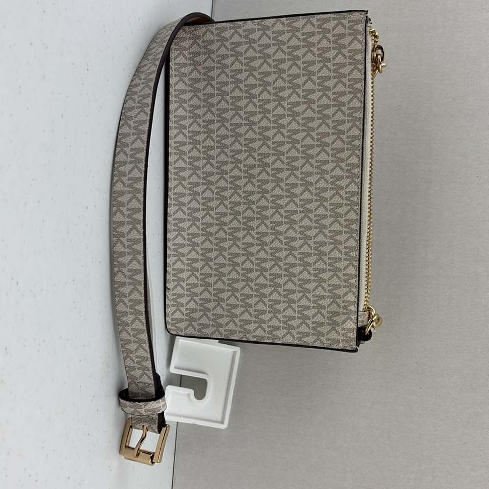 Michael Kors Beige Logo Crossbody Bag with Gold Chain - Picture 2 of 3